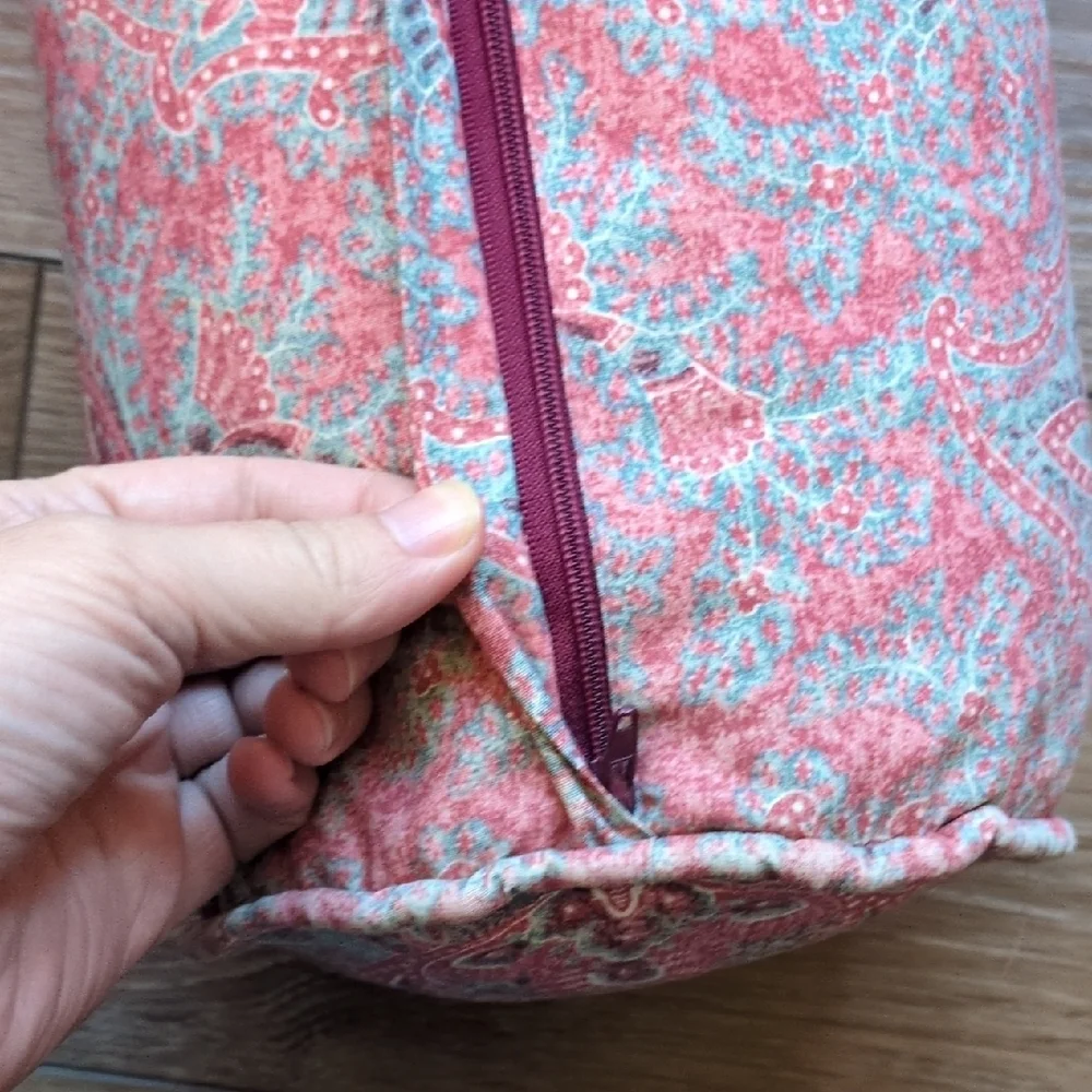 Ralph Lauren Meredith Pillow Sham Pair (2) & 1 Bolster Pillow - Red Blue Paisley